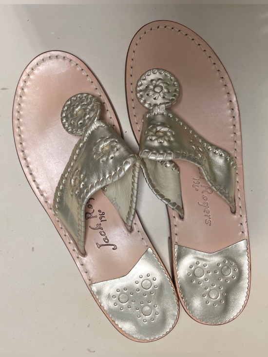 Jack Rogers Shoes - Jack Rogers Platinum Metallic Navajo Thong Sandals